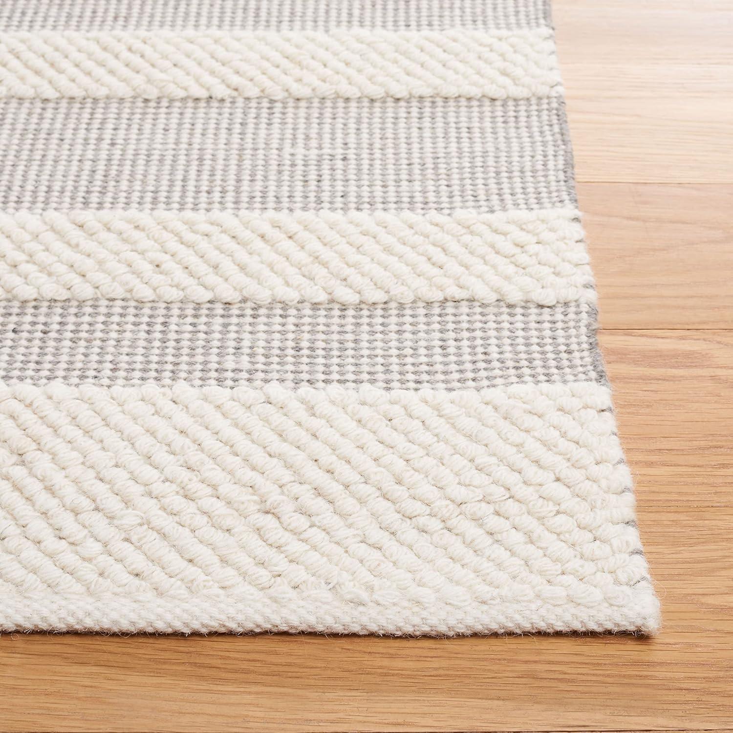 SAFAVIEH Natura Dara Geometric Striped Wool Area Rug, Ivory/Grey, 3' x 5'