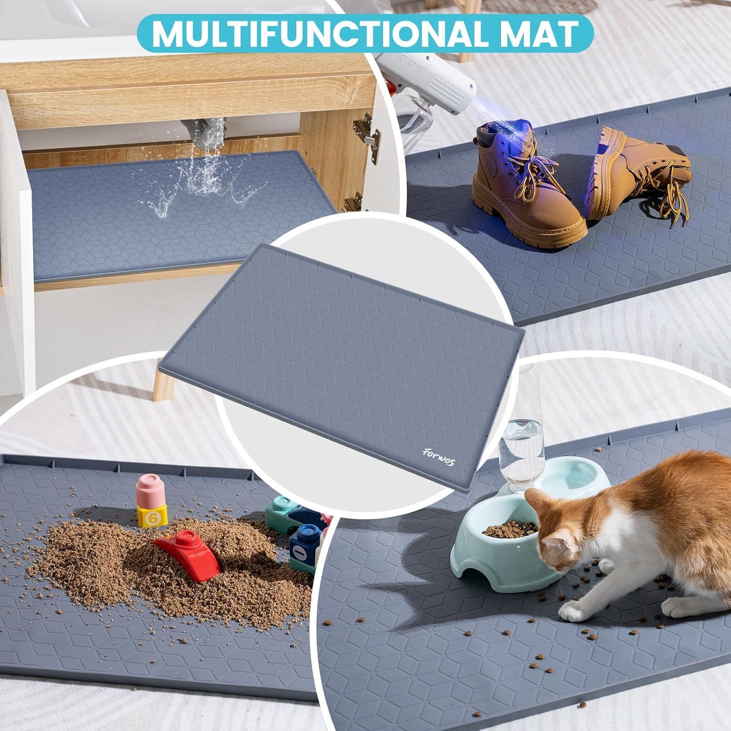 Under Sink Mat, 34" X 22" Silicone Mats For Kitchen Waterproof, Under Sink Cabinet Organizers And Storage, Sink And Cabinet Protector, Under Sink Tray For Bathroom (Grey)