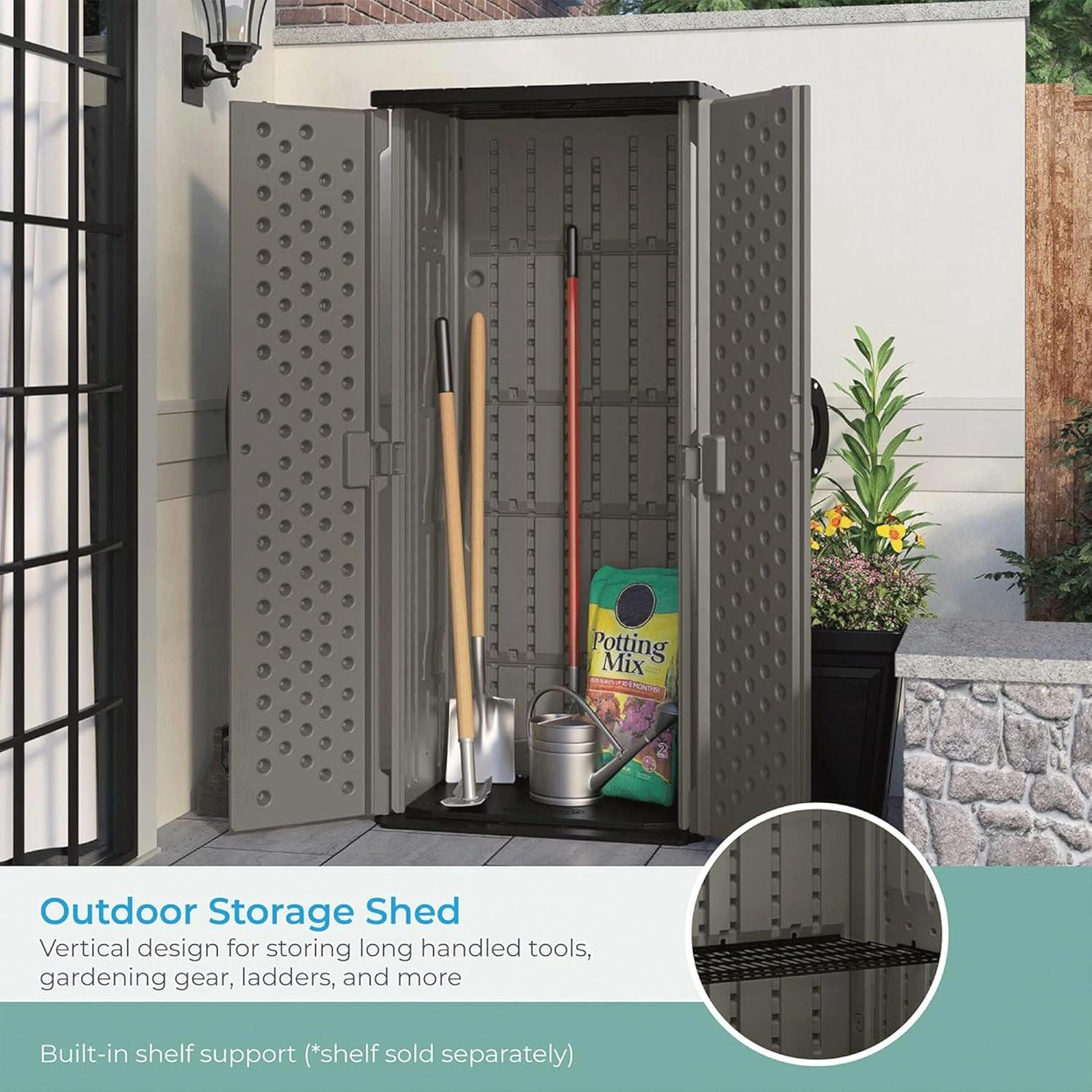 Suncast Suncast Outdoor 32.25 in. W x 24.75 in. D x 72 in. H Resin Vertical Tool Shed