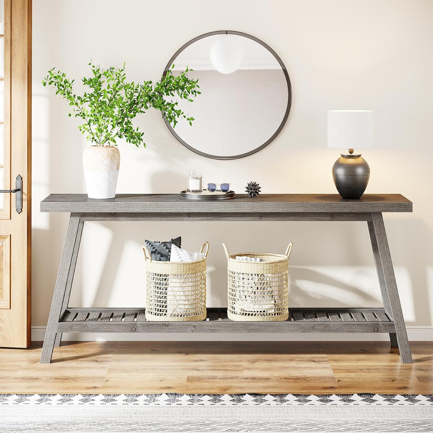 Farmhouse 70.9 Inches Console Entryway Table Grey