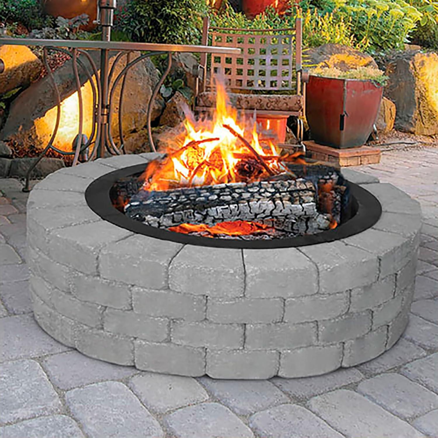 Heavy-Duty Black Steel 28" Round Outdoor Fire Pit Ring