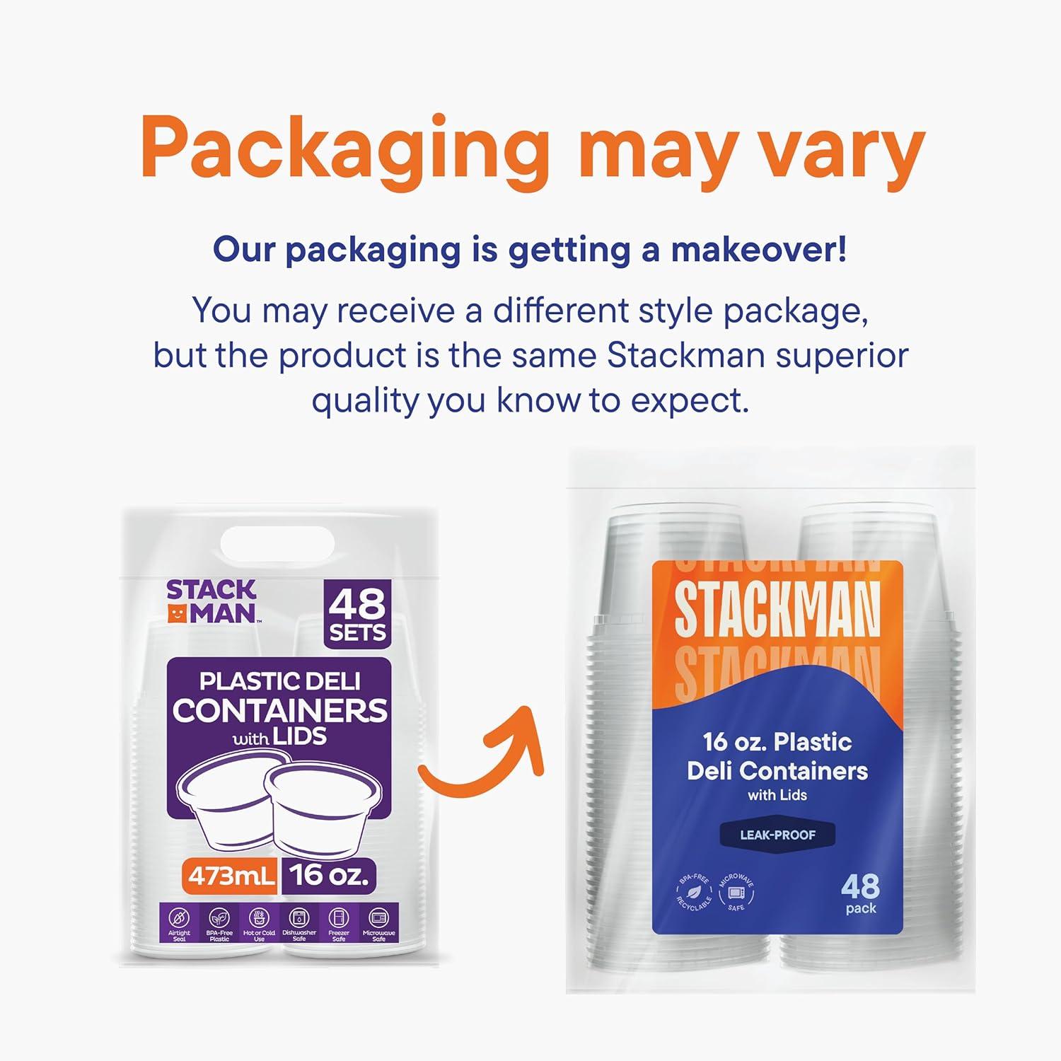 [48 Sets -16 oz.] Plastic Deli Food Storage Containers with Airtight Lids - Soup Containers with Lids