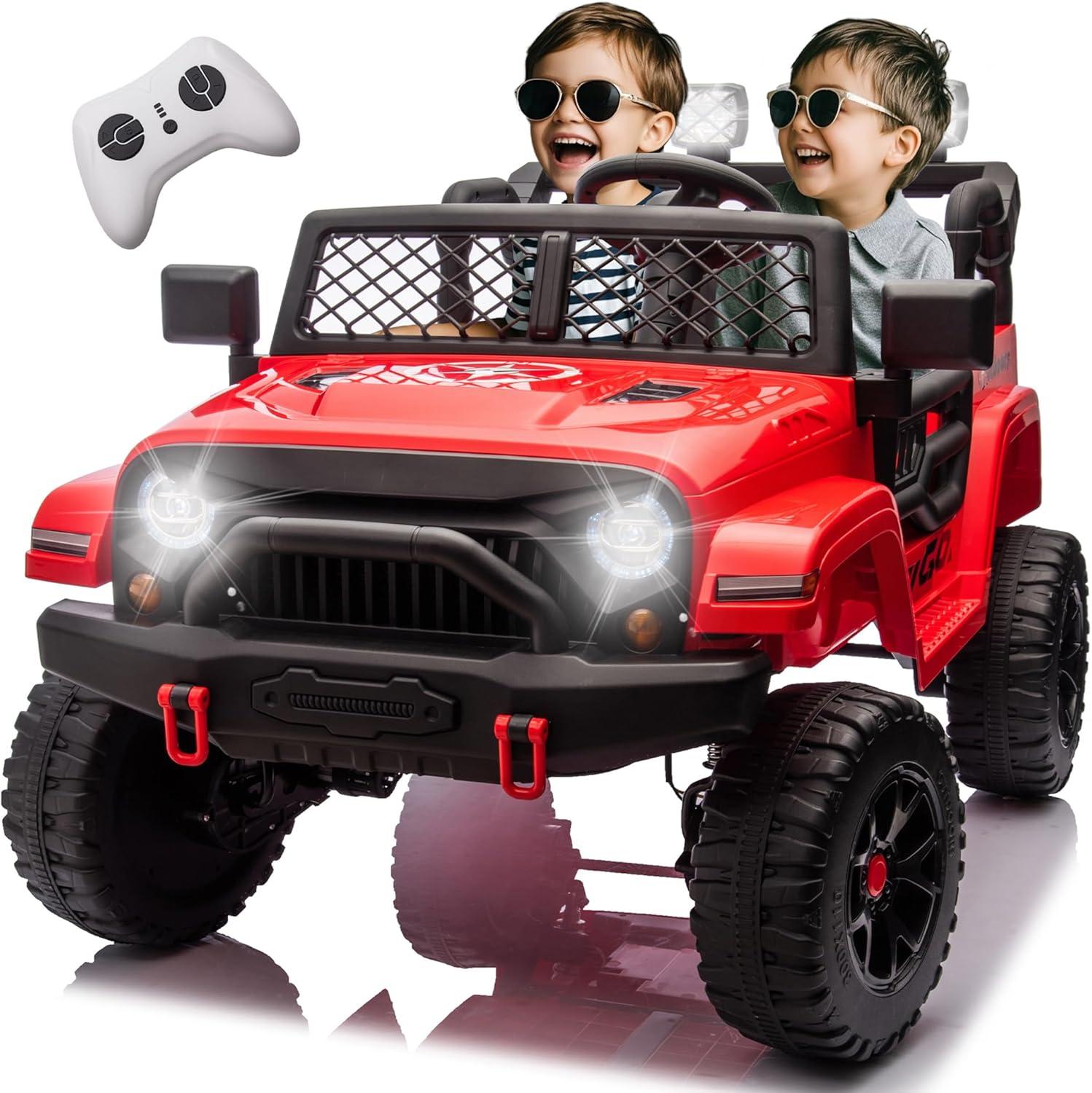 Red 24V 2-Seater 4WD Ride-On Truck with Remote Control