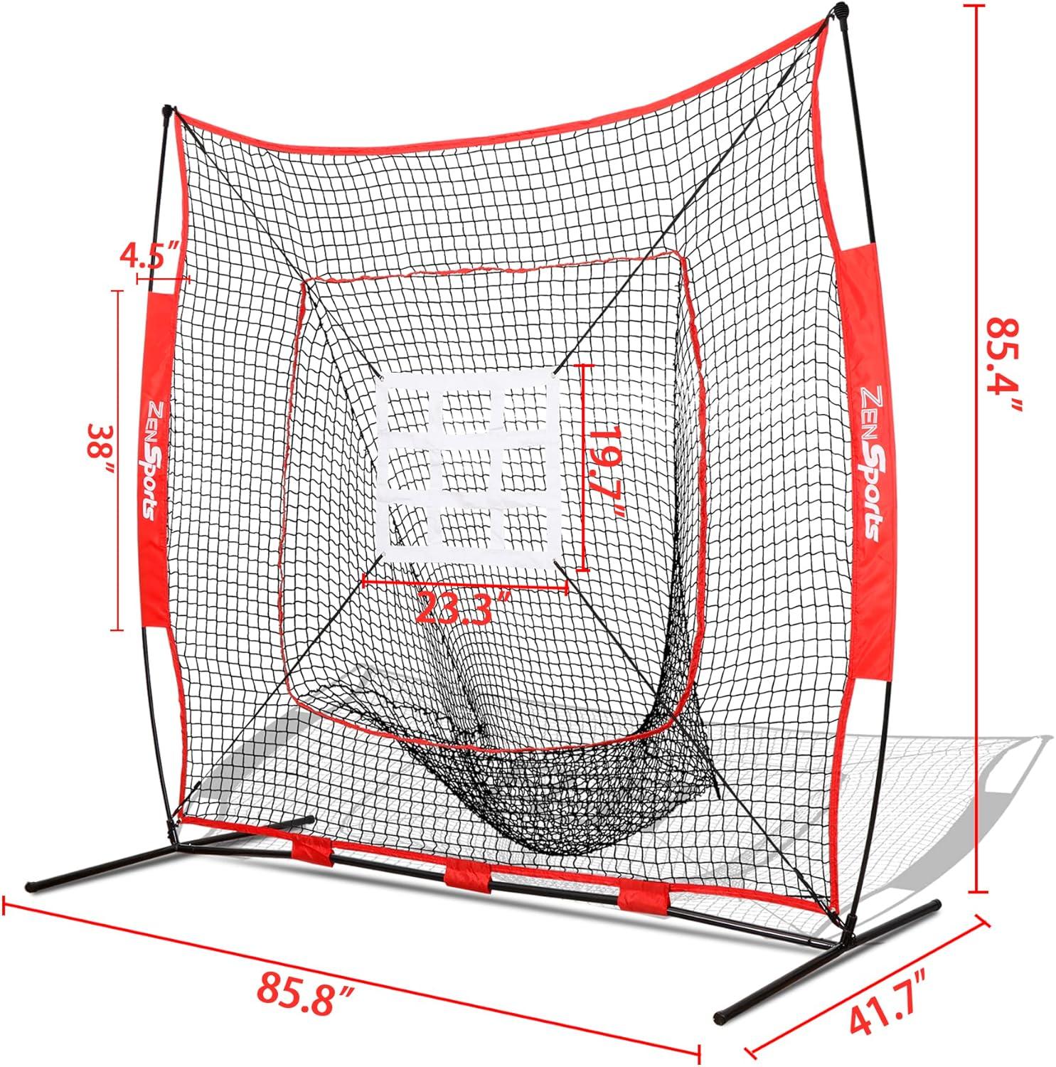 Zeny 7' x 7' Baseball Softball Practice Net Hitting Pitching Training Net w/Strike Zone,Bow Frame & Carry Bag