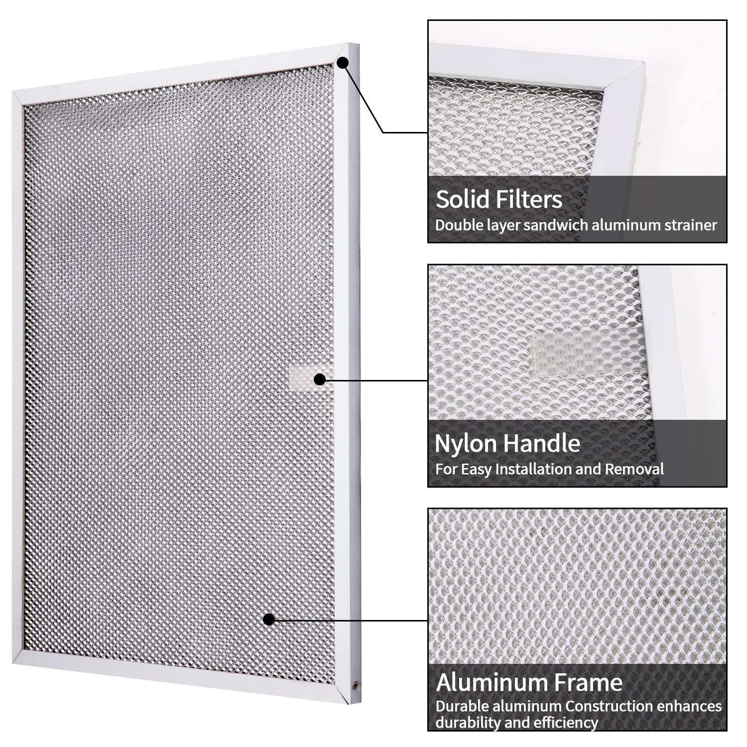 BPS1FA30 Range Hood Filter 11-3/4"X 14-1/4"X 3/8" for 30-Inch Broan Nutone QS1 WS1, Allure Grease Filter, Replaces 99010299,S99010305,AP3378953 Range Hood Filters Replacement Aluminum(2 Pack)
