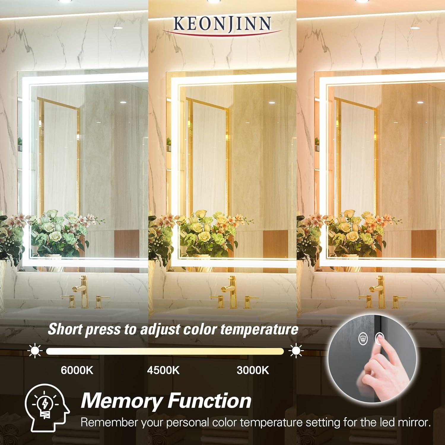 Keonjinn 84 x 32 Inch LED Bathroom Mirror with Lights 3 Color Temperature Frontlit Oversized Vanity Mirror Wall Mounted Anti-Fog, UL Listed LED Driver, Tempered Glass Dimmable Lighted Bathroom Mirror
