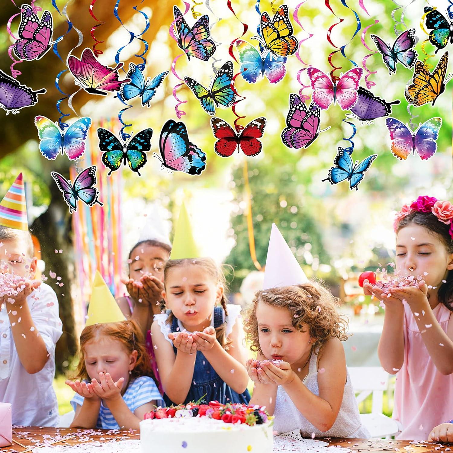 Fumwase 30 Pcs Butterfly Hanging Swirl Decorations Hanging Butterfly Party Decoration for Baby Shower Party Wedding Room Spring Summer Garden Party Wall Decor