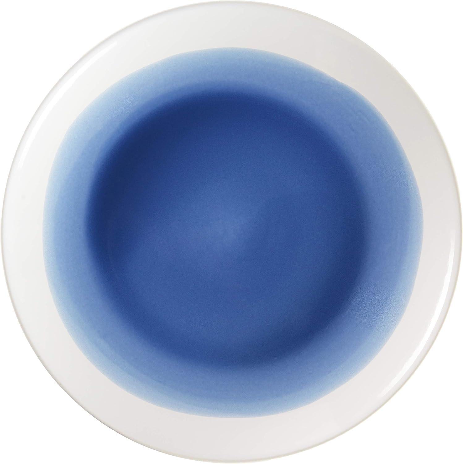 American Atelier, Round, Blue and White Oasis Stoneware Dinnerware Set, 16 Piece
