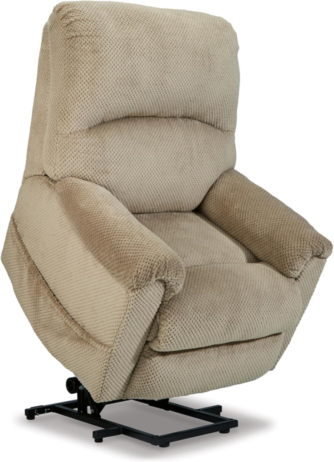 Beige Faux Leather Power Lift Recliner with USB Ports