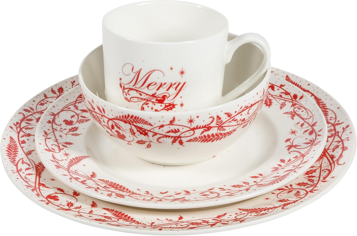 Martha Stewart Holiday Vines 16 Piece Porcelain Dinnerware Set