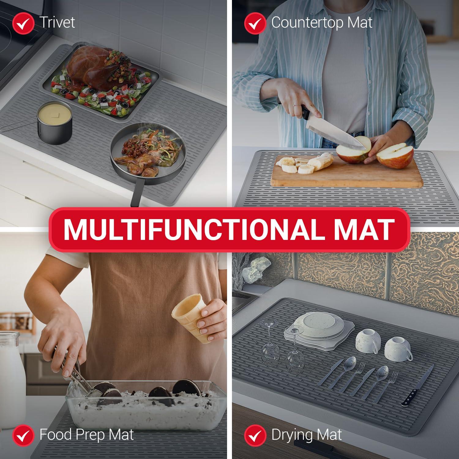 Stove Top Covers for Electric Stove by Linda's Essentials (30 x 21 Inch) - Silicone Mat for Glass Cooktop, Heat-Resistant Cover Protector, Electric Cooktop Mat with Anti-Slip Backing (Grey)