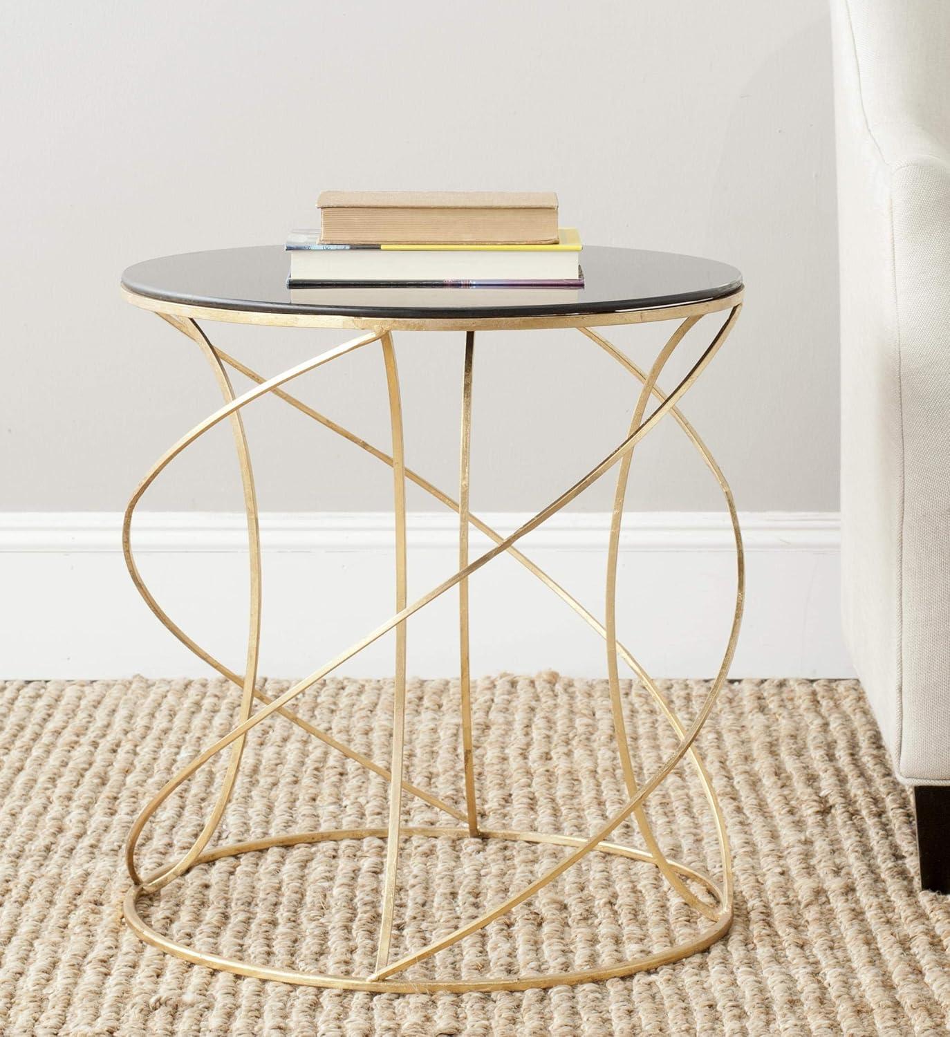 Cagney Accent Table - Gold/Black Glass - Safavieh.