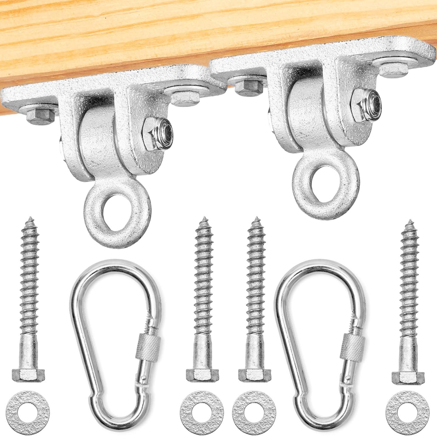 Heavy Duty Silver Steel Swing Set Hangers with Snap Hooks