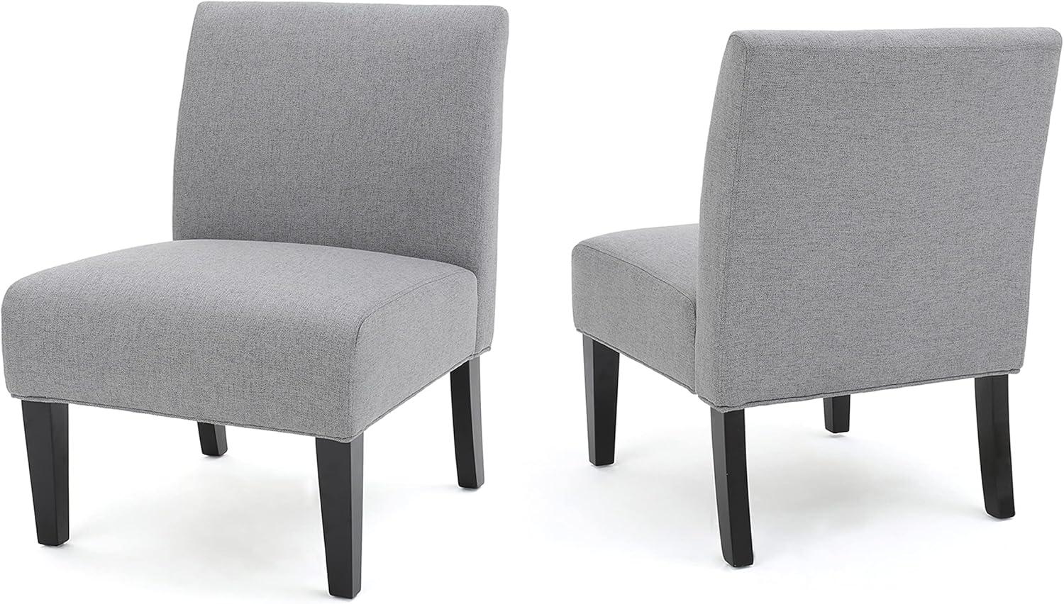 Set of 2 Kendal Gray Geometric Rubberwood Slipper Accent Chairs