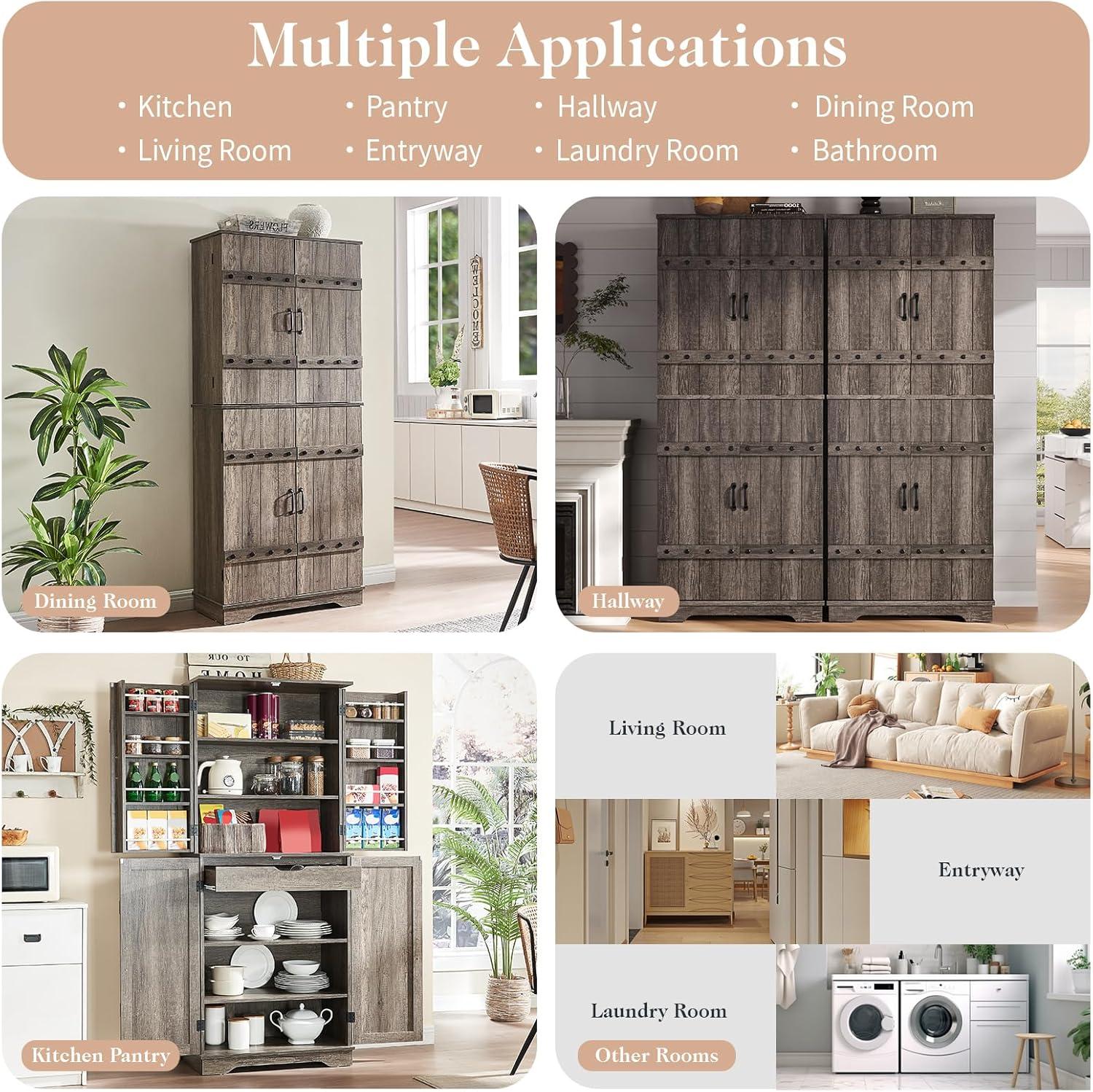 Gracie Oaks 72" Tall Farmhouse Kitchen Pantry