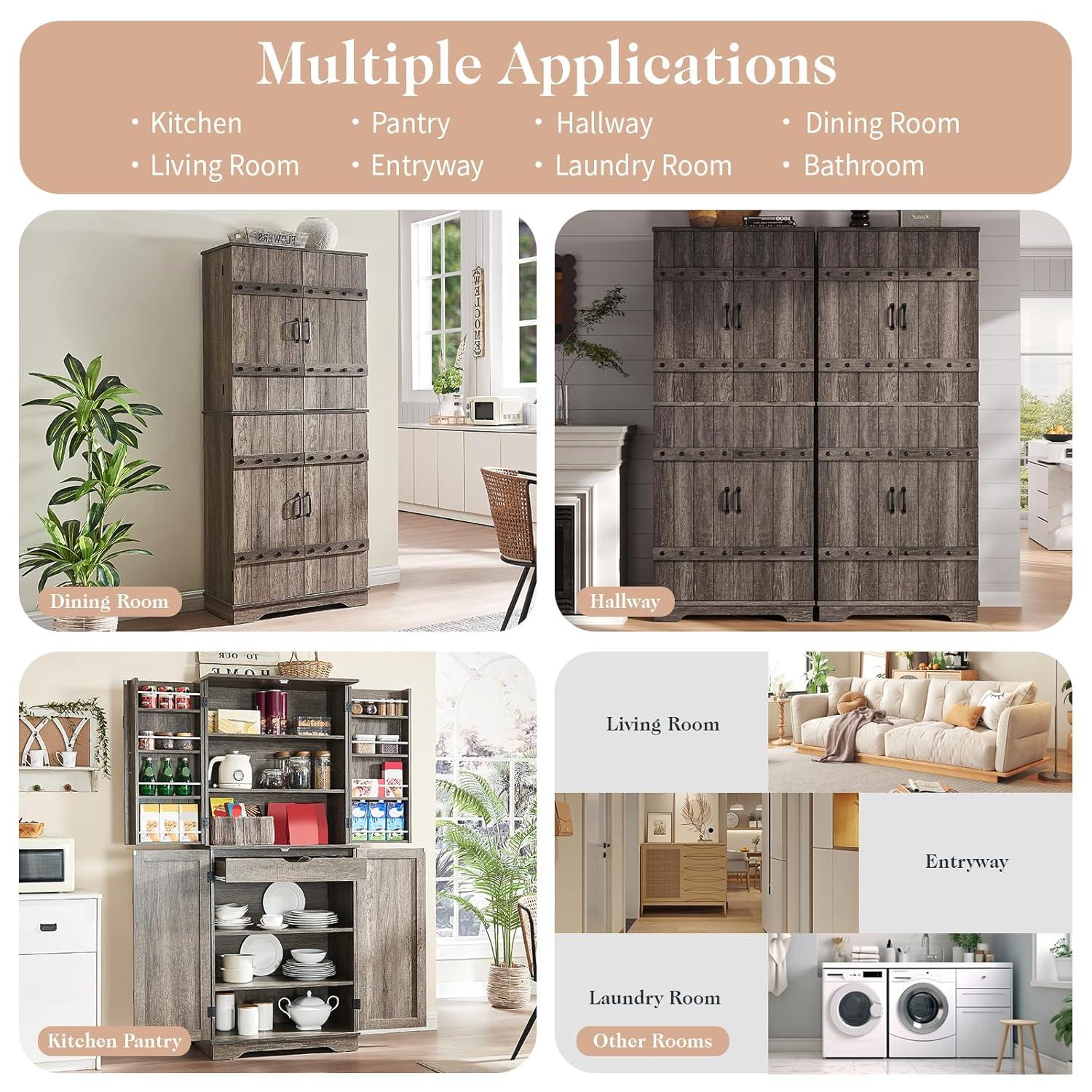 Gracie Oaks 72" Tall Farmhouse Kitchen Pantry