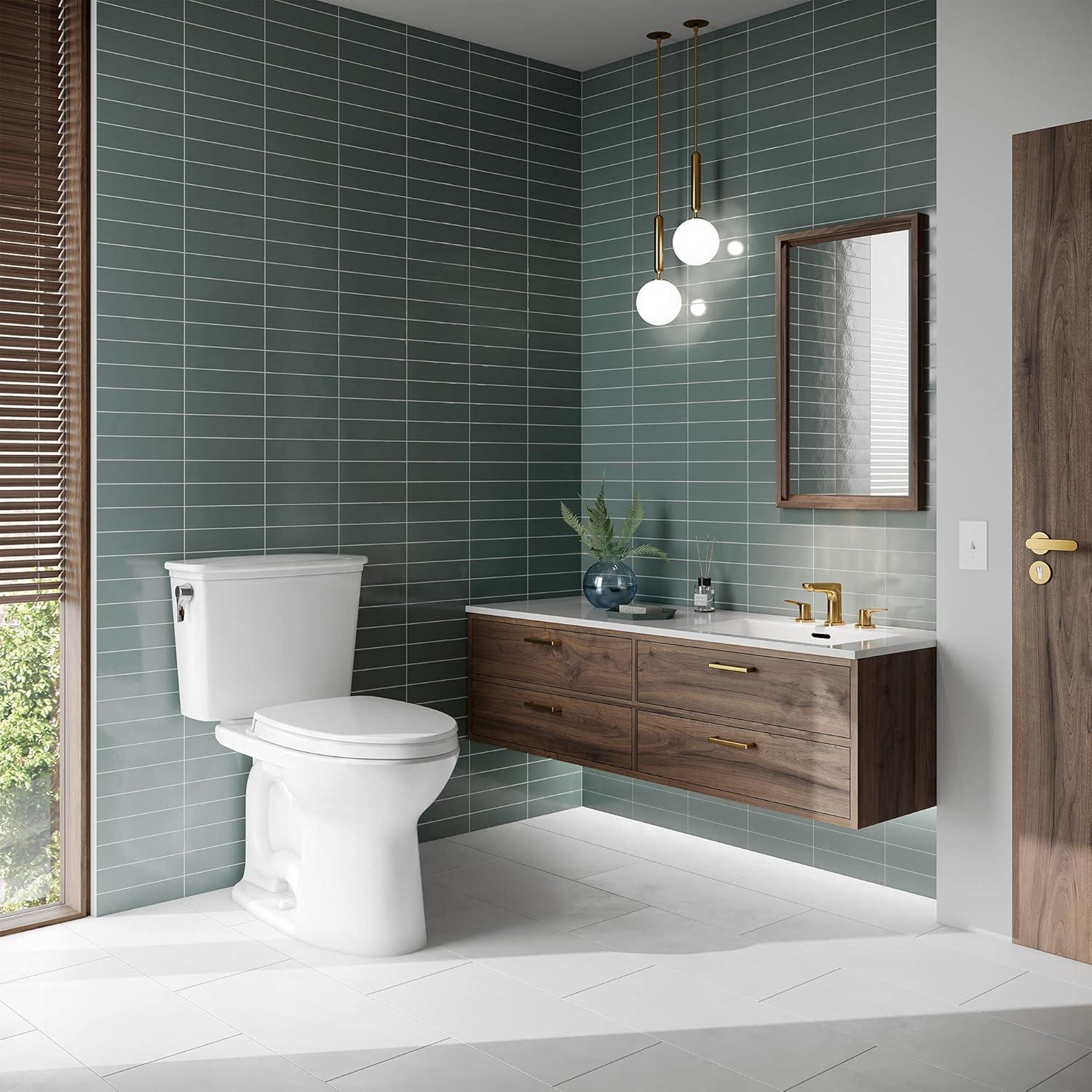 White Vitreous China Elongated Two-Piece Toilet with SoftClose Seat