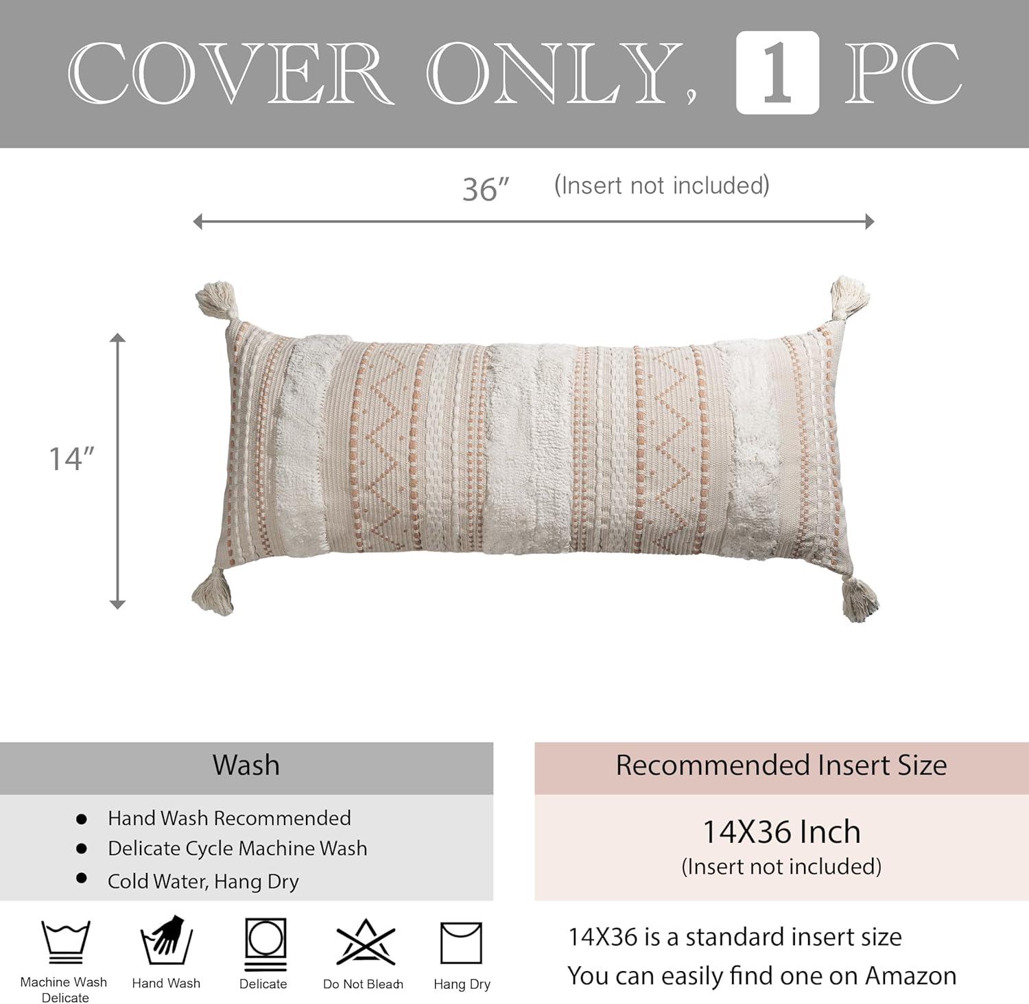 POFIMP 14X36 Rectangle Bohemian Style Pillow Cover For Sofa Living Room Decoration (1 Pack)