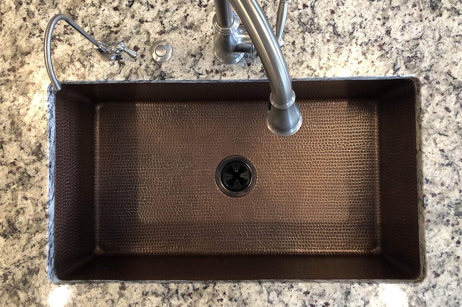 33" Hammered Copper Single Basin Kitchen Sink