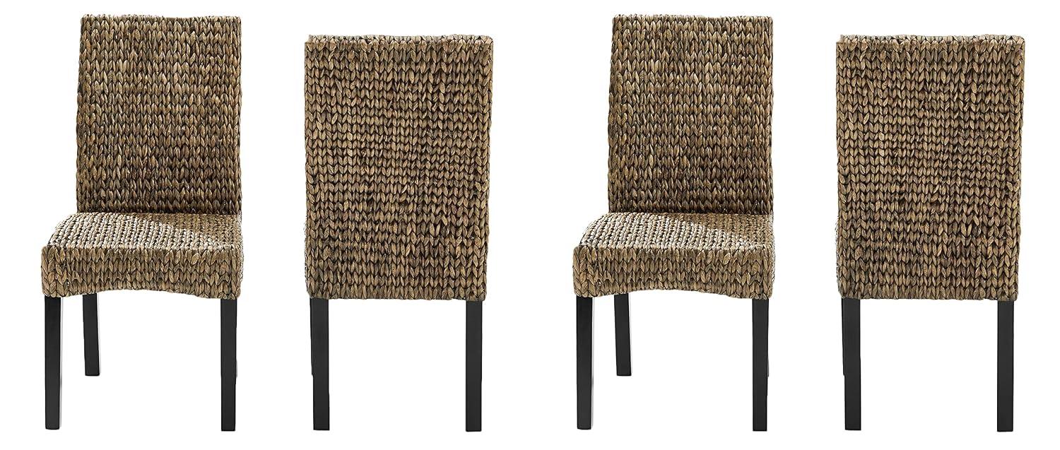 Set of 4 Edgewater Dining Chairs Seagrass/Dark Brown - Crosley