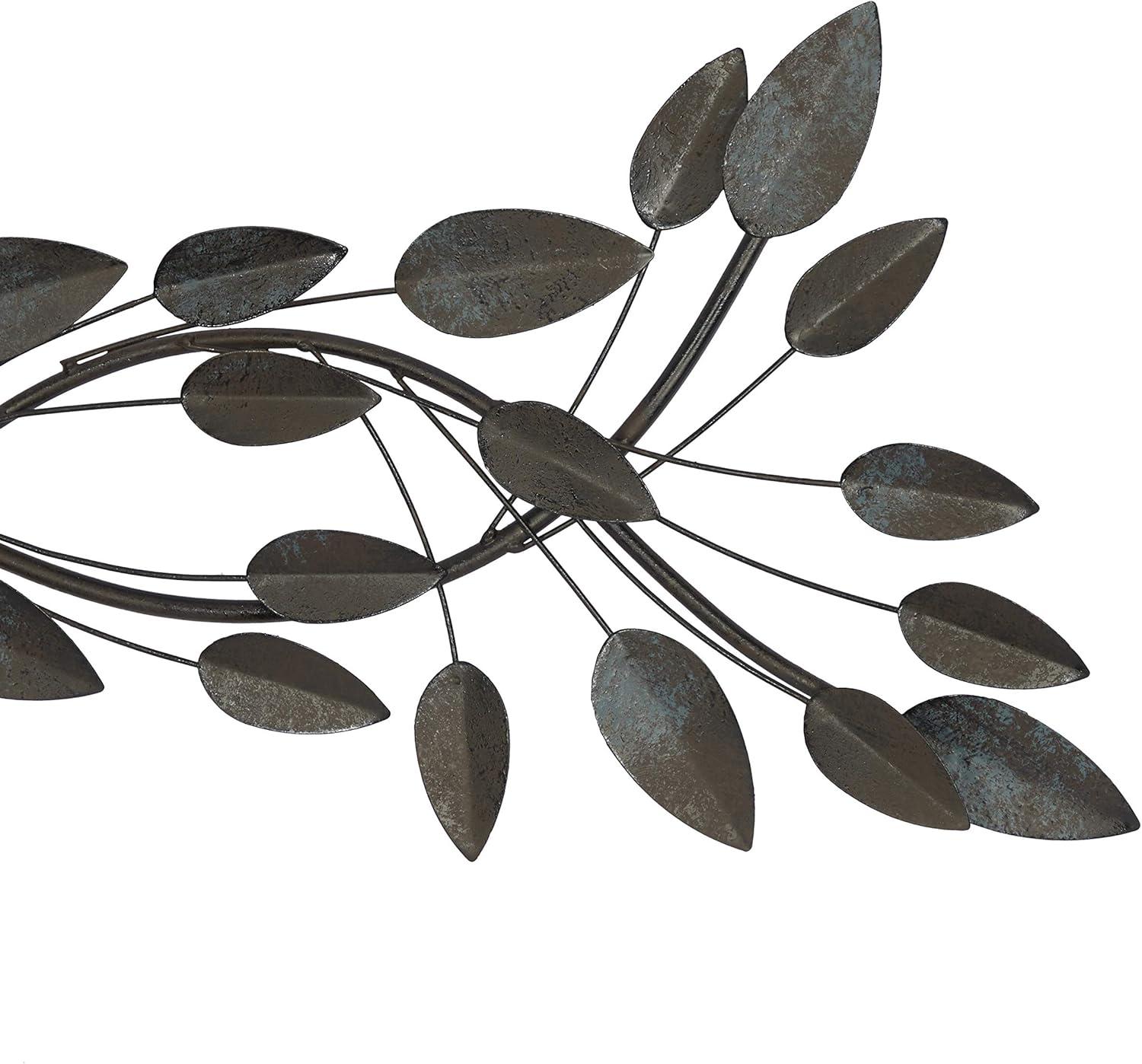 DecMode Brown Metal Leaf Wall Decor