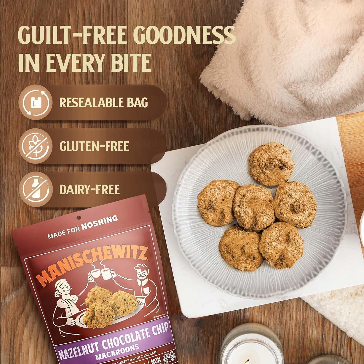 Manischewitz Chocolate Chip Macaroons, 10oz Resealable Bag, Gluten Free, Kosher For Passover