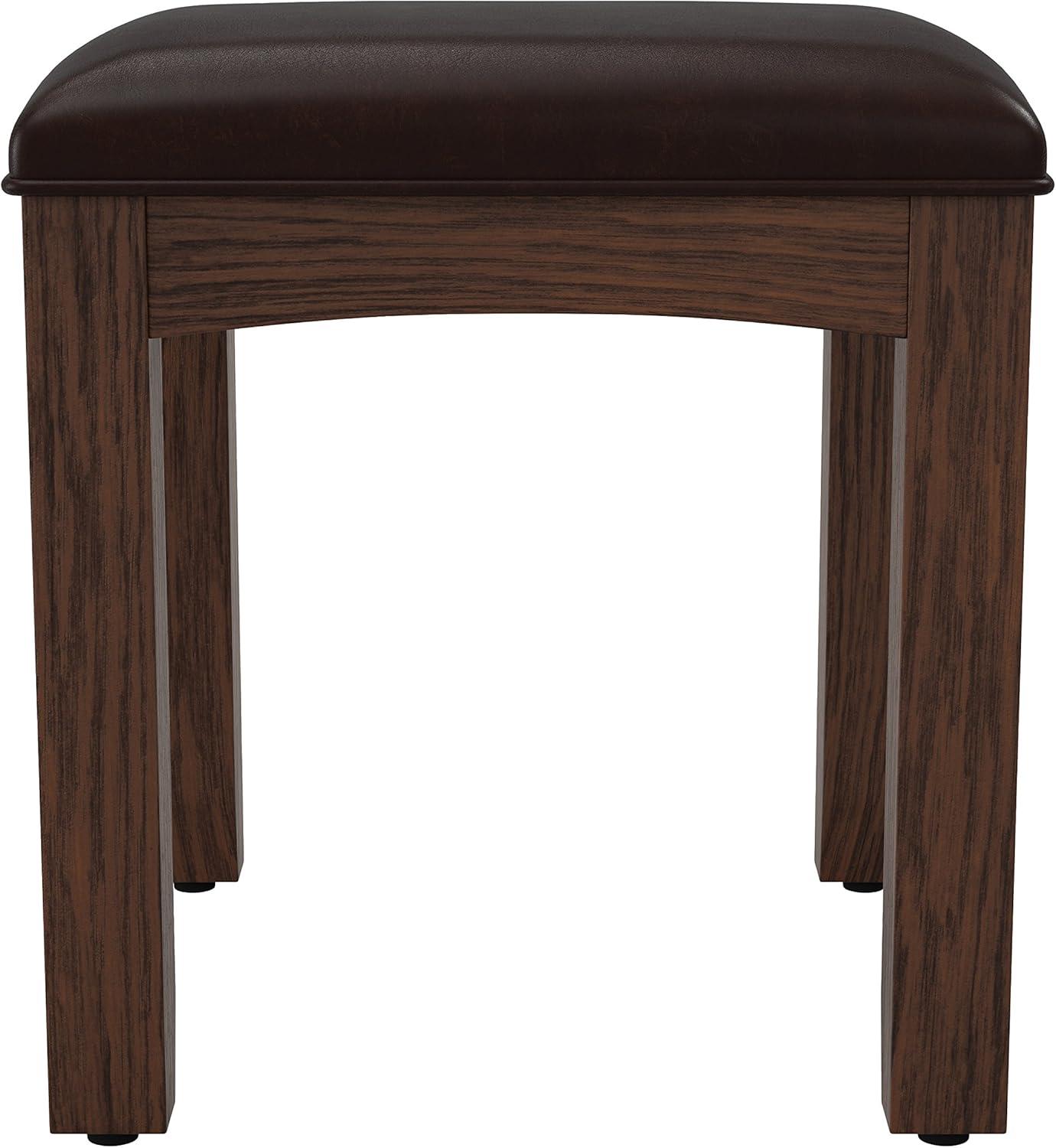 Modern Mission Vintage Oak Cushioned Vanity Bench