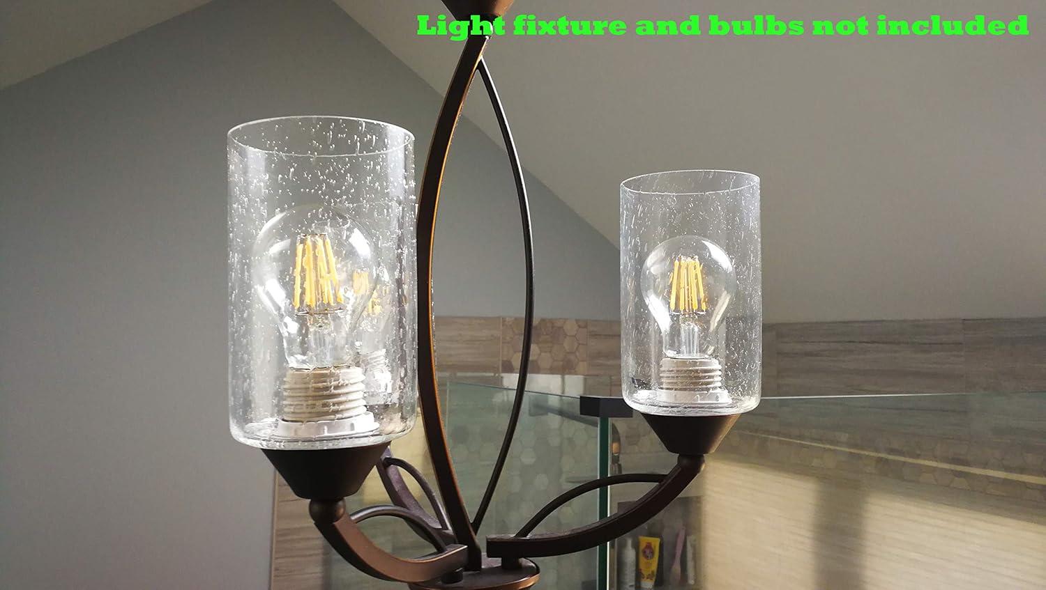 Bubble Seeded Glass Lamp Shade, LEDupdates 3 Packs Clear Cylinder for Light Fixture Glass Replacement