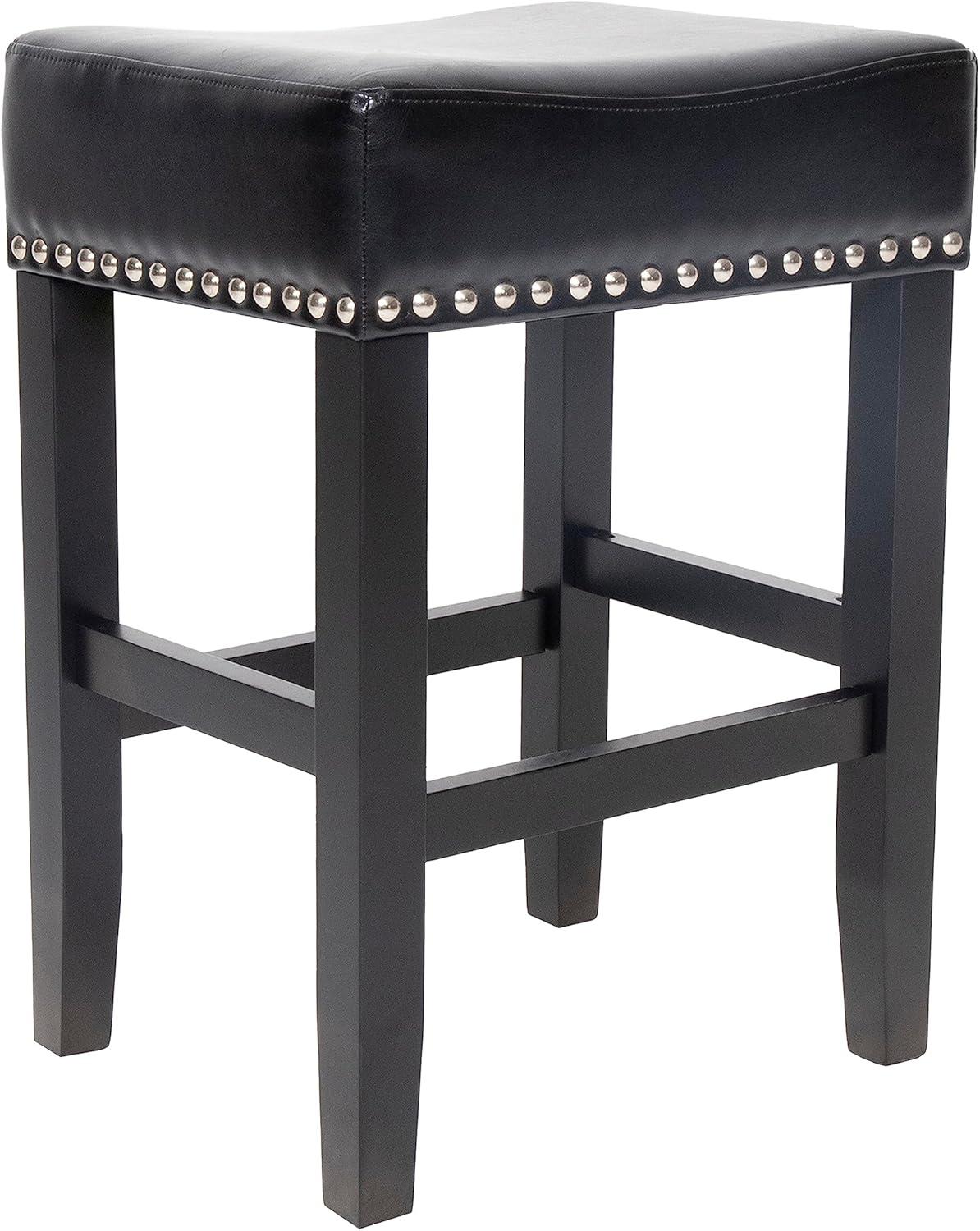 Christopher Knight Home Laramie Bonded Leather Backless Counterstools, 2-Pcs Set, Black