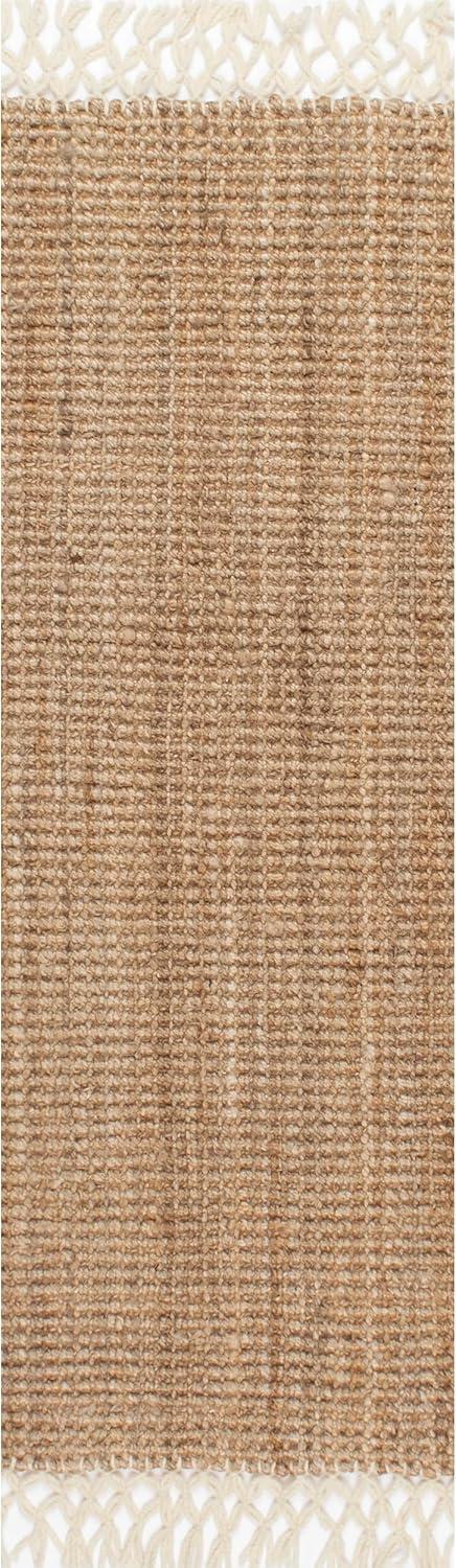 Maui Handwoven Fringe Jute & Wool Runner Rug, 2'6"x8'