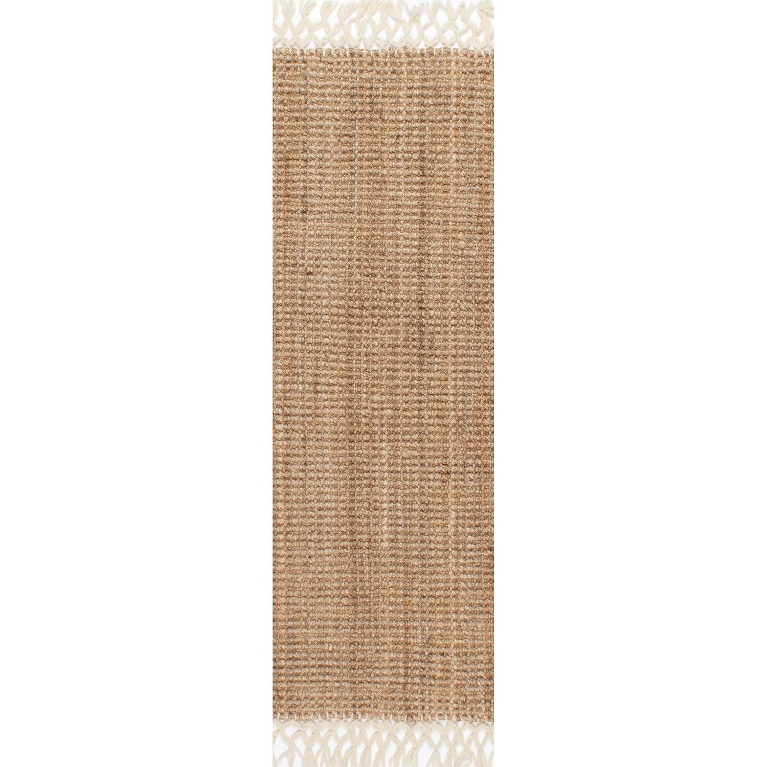 Nuloom Raleigh Farmhouse Jute Tasseled Area Rug, Runner 2' 6" x 6', Natural