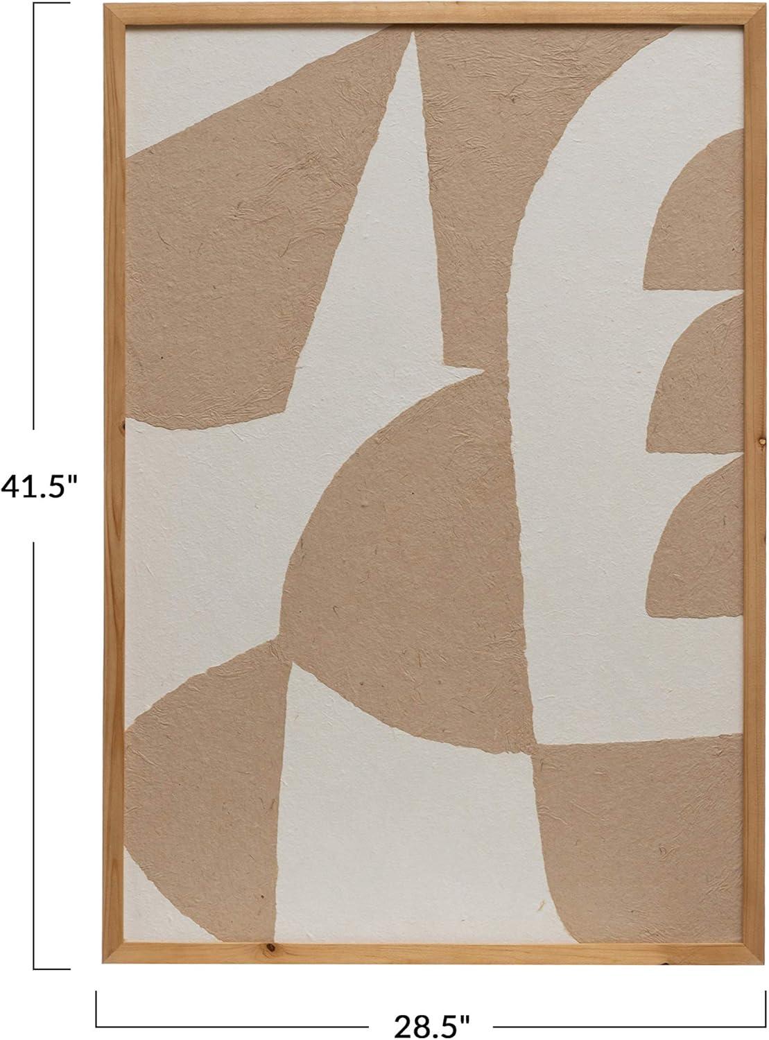 Abstract Image with Handmade Paper Wood Framed Wall Canvas White - Storied Home