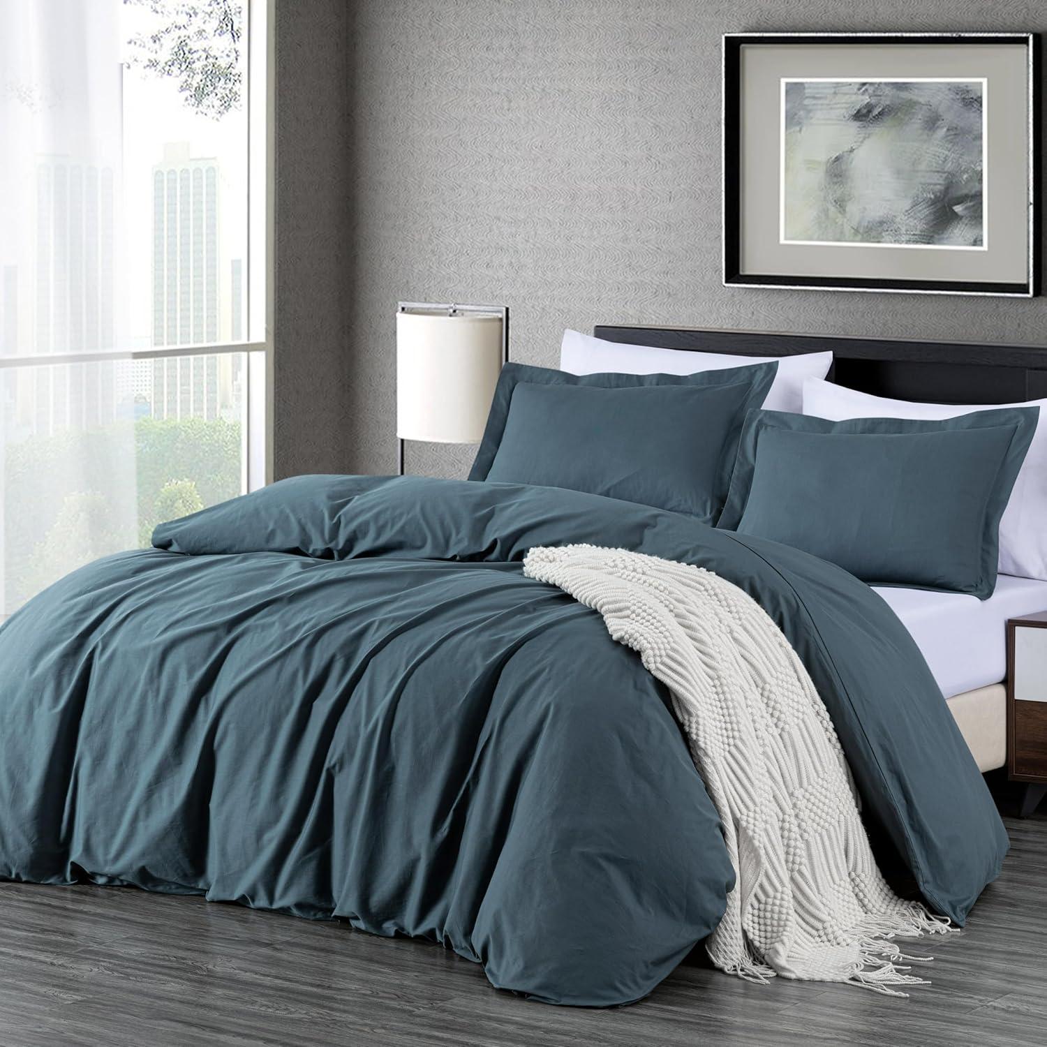 Chezmoi Collection Cotton Twill Solid Duvet Cover Set