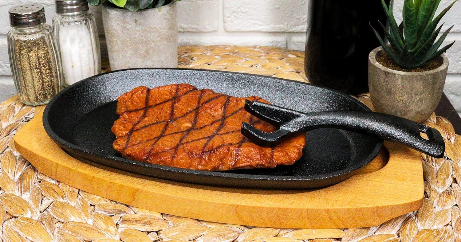 Personal Sized Cast Iron Sizzling Fajita Skillet Japanese Steak Plate Set W Base