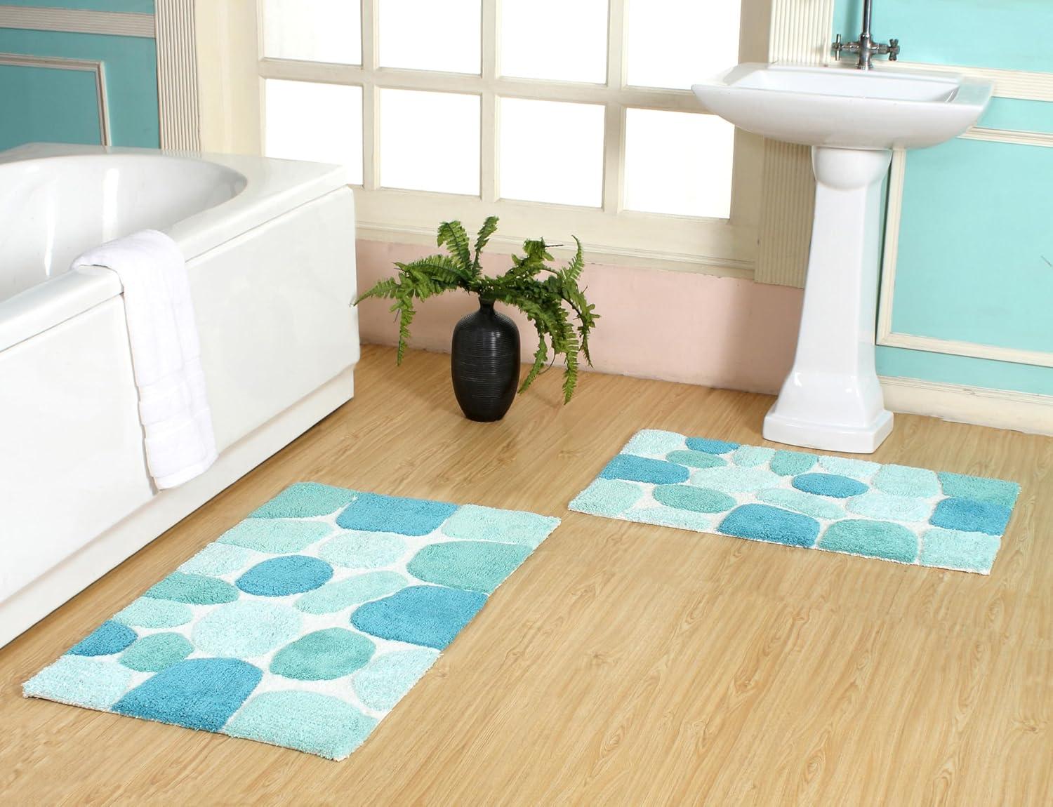 Chesapeake Pebbles 2 pc Arctic Blue Bath Rug Set (20"x32" & 20"x32")