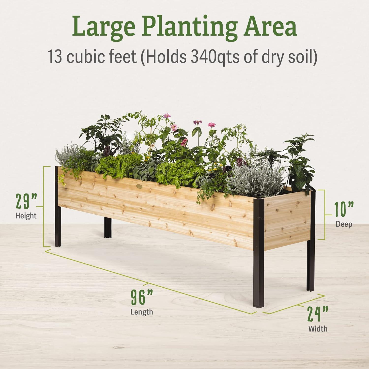 Gardener's Supply Company Elevated Cedar Raised Garden Bed | 2' x 8' Heavy Duty Standing Planter Box with Aluminum Corners for Outdoor Plants Vegetables Flowers | Perfect for Patio & Backyard