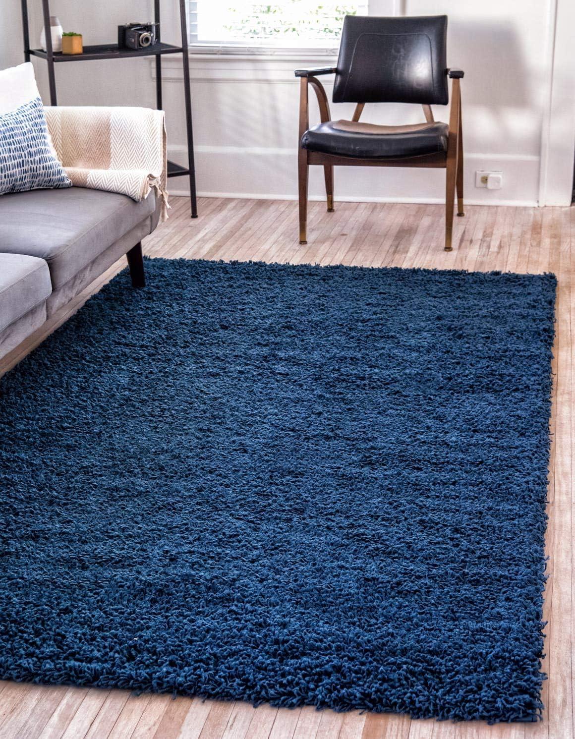 Unique Loom 8' 0 x 10' 0 Solid Shag Sapphire Blue Area Rug