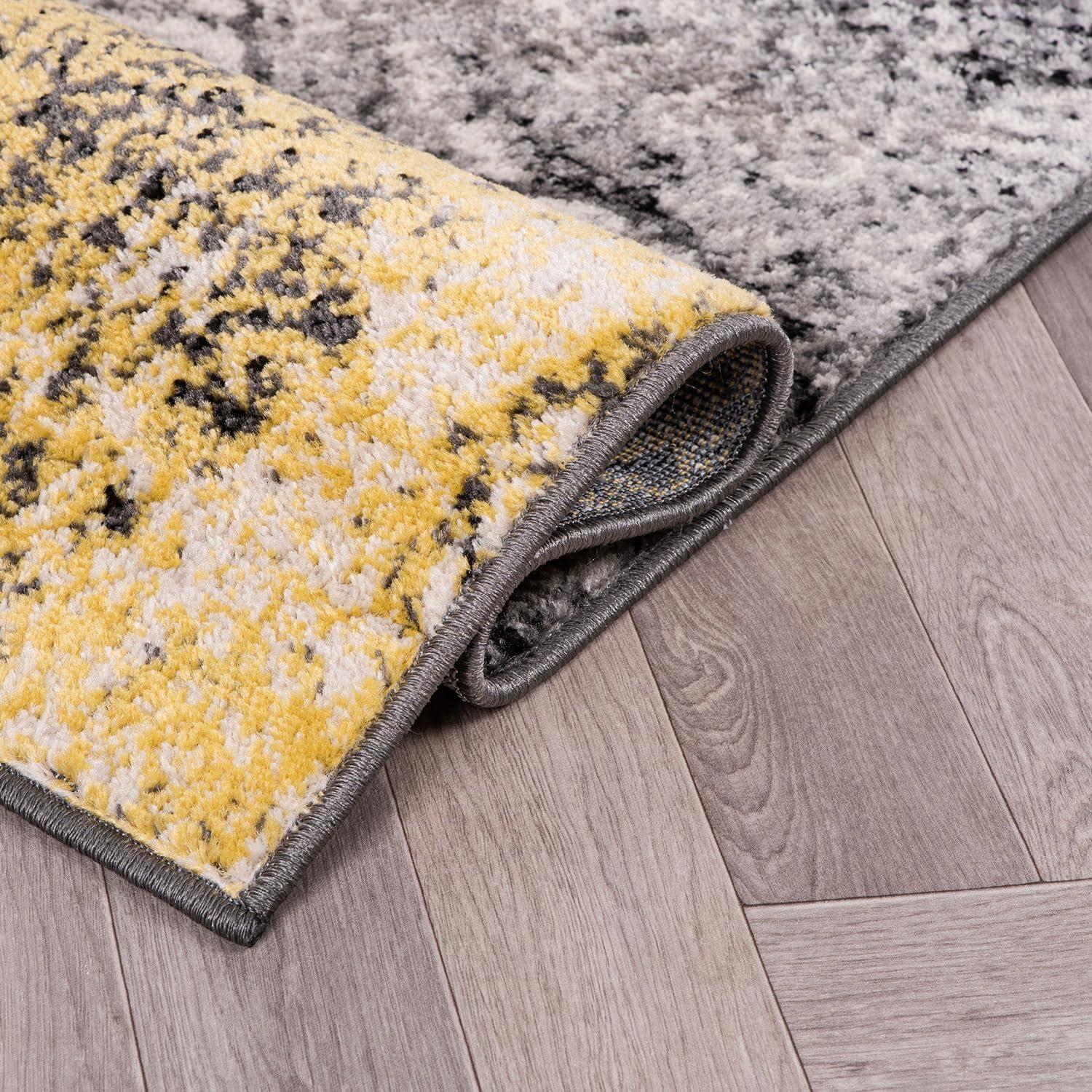 World Rug Gallery Contemporary Floral Design Area Rug - Black 2'x7':  Stain-Resistant,  Low Pile,  Indoor Runner