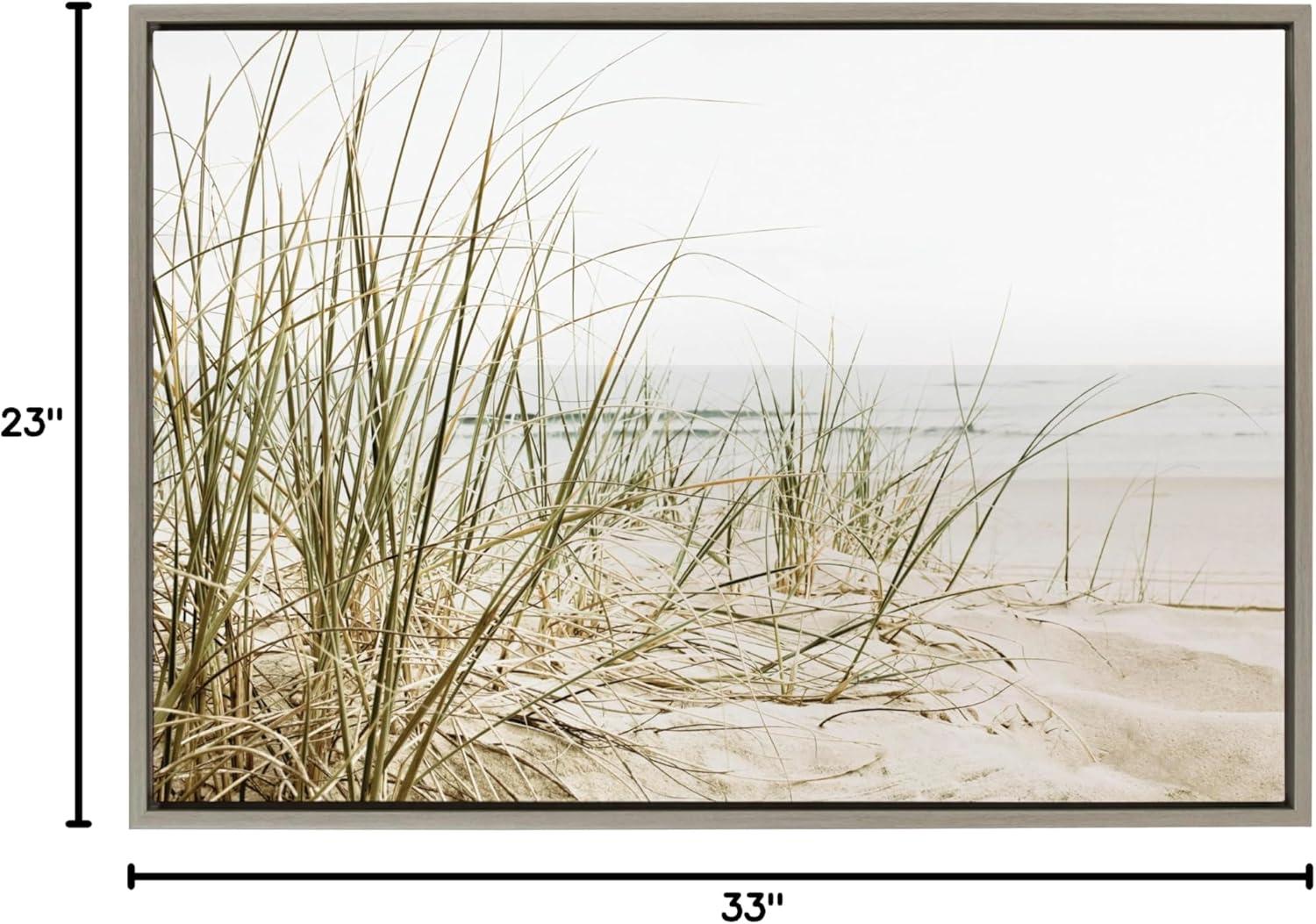 Kate & Laurel All Things Decor Sylvie Calming Beach Grass Framed Canvas by The Creative Bunch Studio