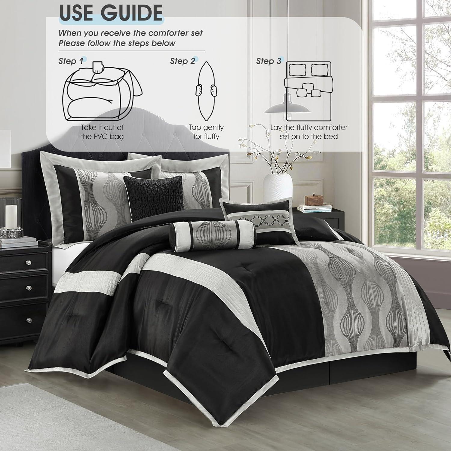 Nanshing 7pc California King Kath Comforter Set Silver