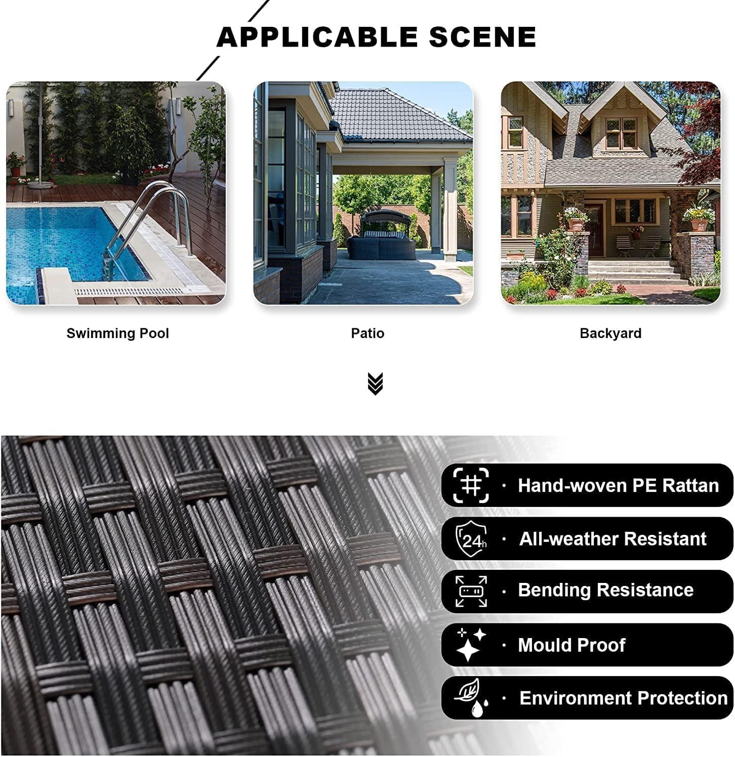 Kullavik 12PCS Outdoor Patio Furniture Set PE Wicker Rattan Sectional Sofa Patio Conversation Sets,Navy Blue