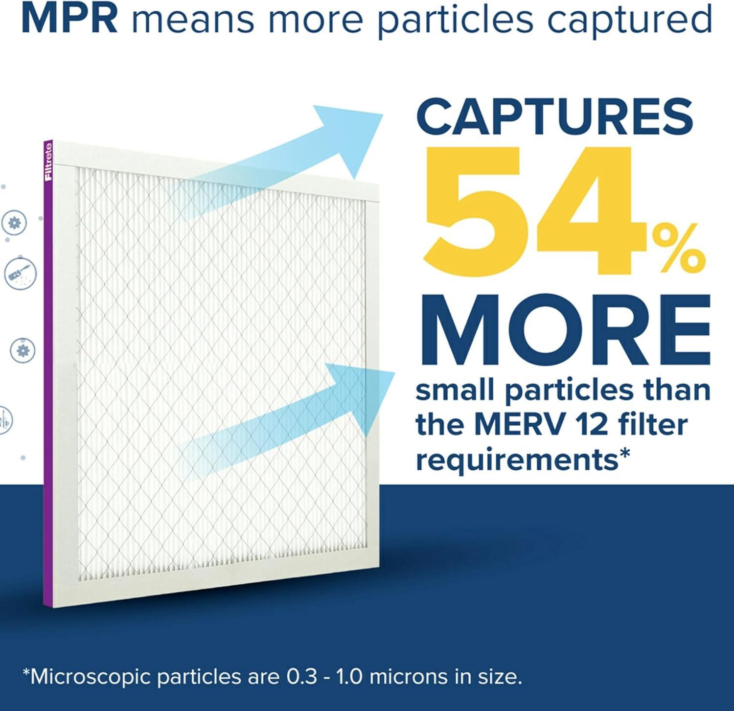 Filtrete 18x24x1 Air Filter, MPR 1500 MERV 12, Allergen, Bacteria, Virus, 4 Filters