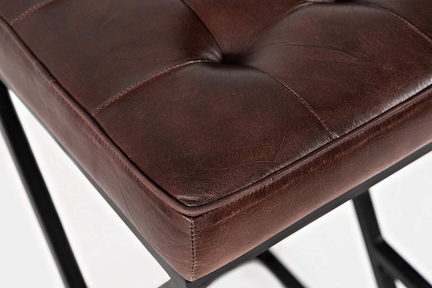 Jofran Brooks Distressed Modern Leather Backless Stool