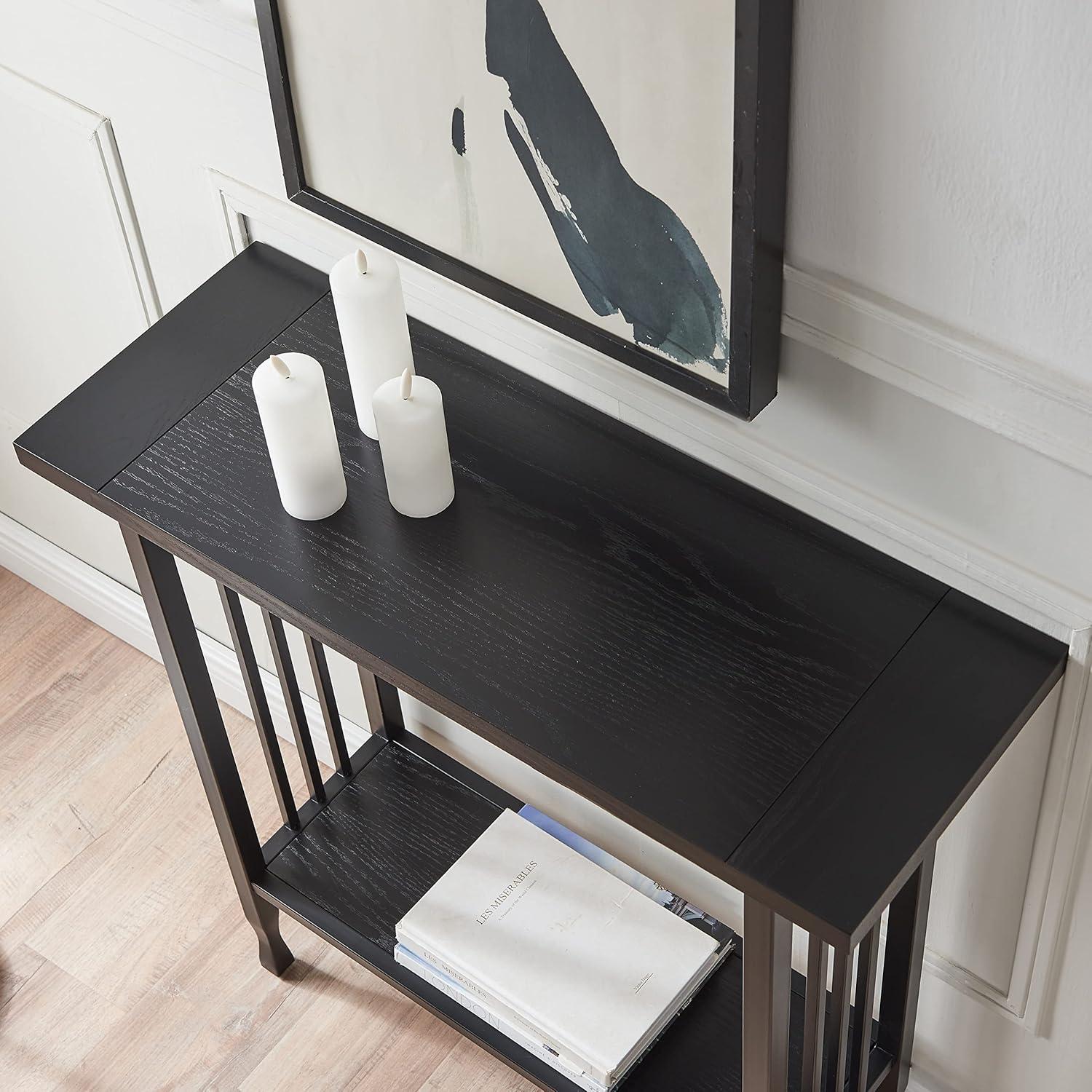 Leick Home 11232-BK Ironcraft Rustic Console Table, Black Wash