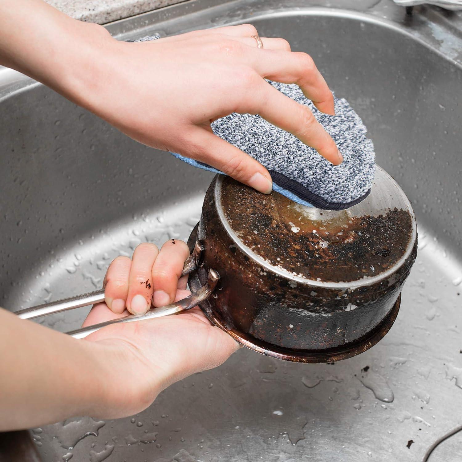 Multi-Purpose Scrub Sponges for Kitchen by Scrub- it - Non-Scratch Microfiber Sponge Along with Heavy Duty Scouring Power - Effortless Cleaning of Dishes, Pots and Pans All at Once (6 Pack, Small)