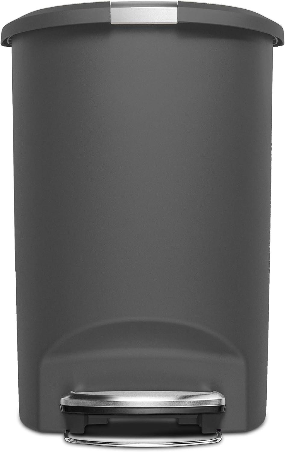 simplehuman Simplehuman 50 Liter / 13 Gallon Semi-Round Kitchen Step Trash Can with Secure Slide Lock, Plastic