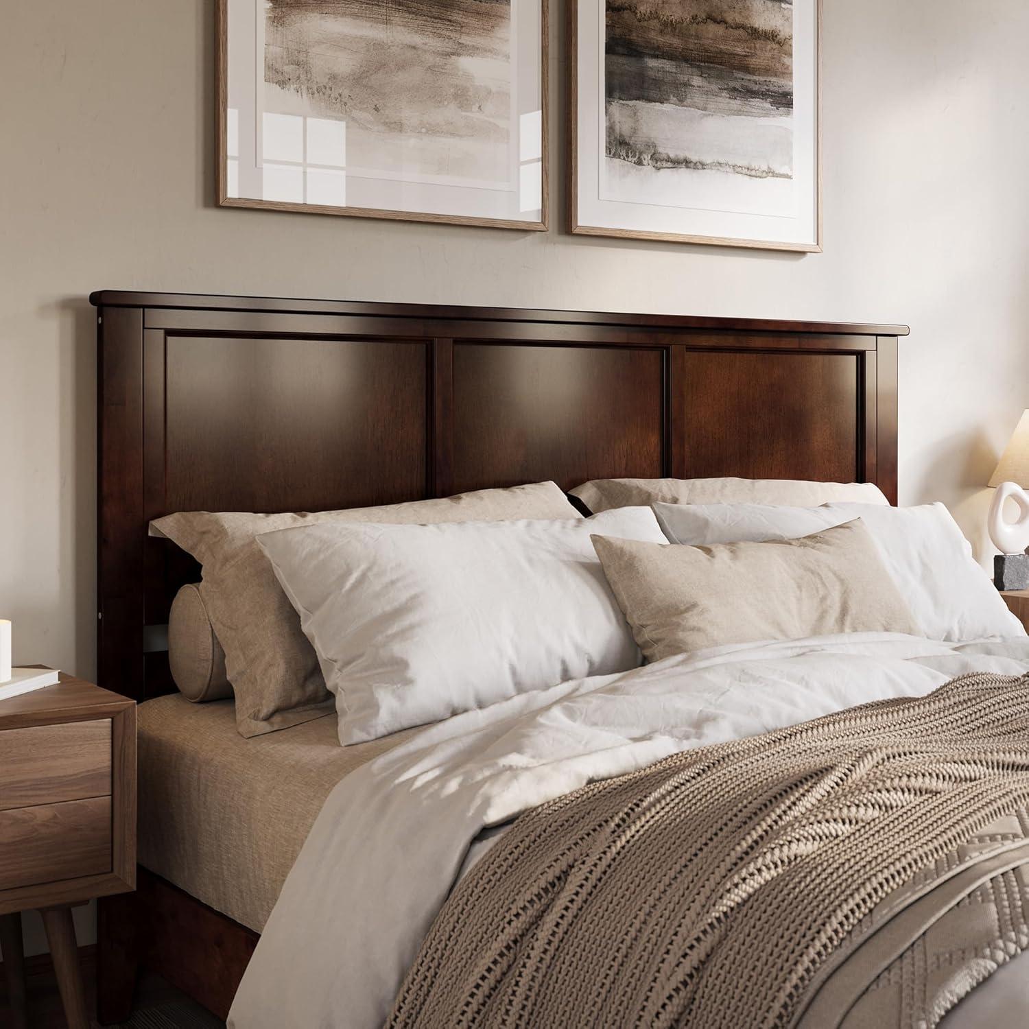 AFI Charlotte King Solid Wood Low Profile Platform Bed, Walnut