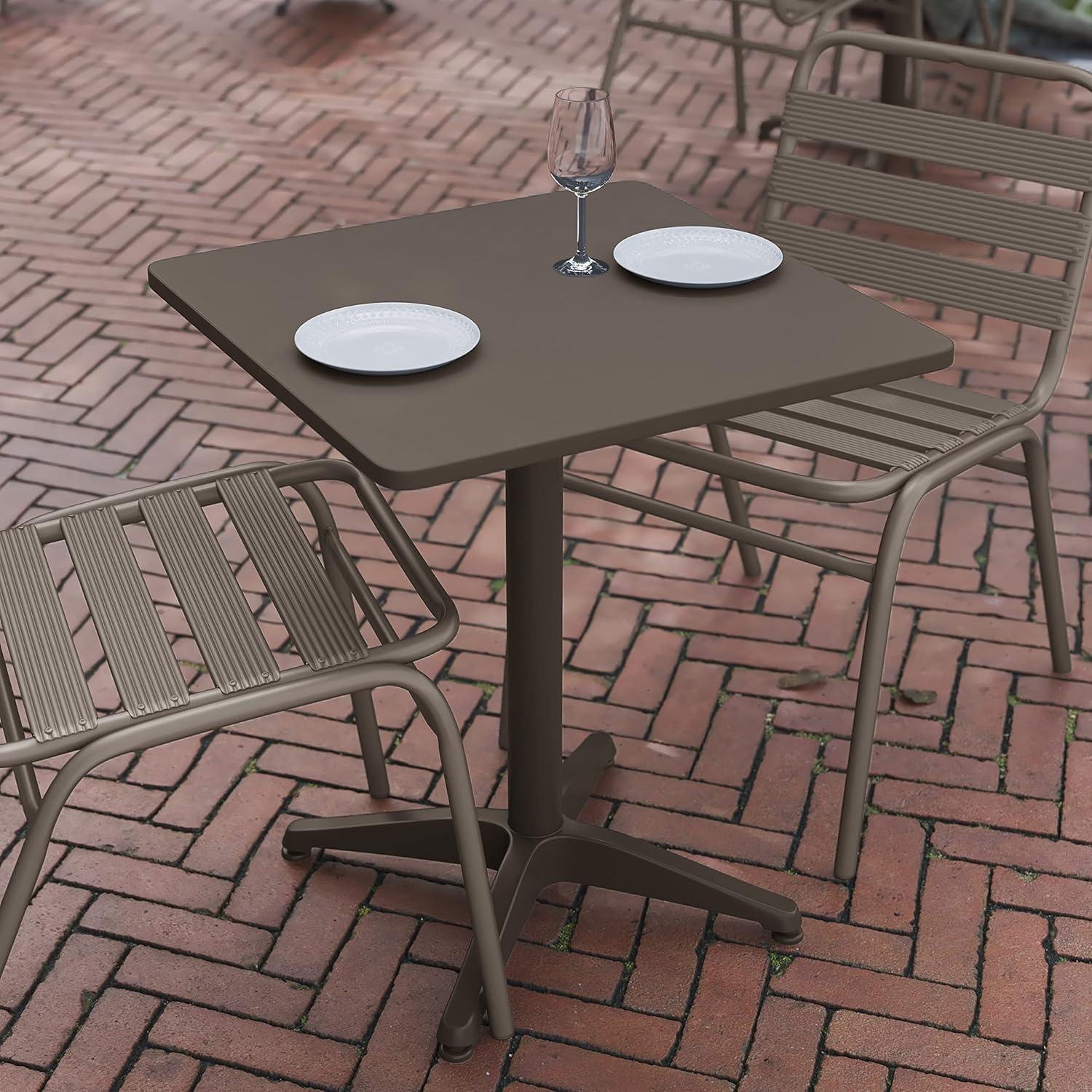 Flash Furniture Mellie 23.5'' Bronze Square Metal Indoor-Outdoor Table with Base