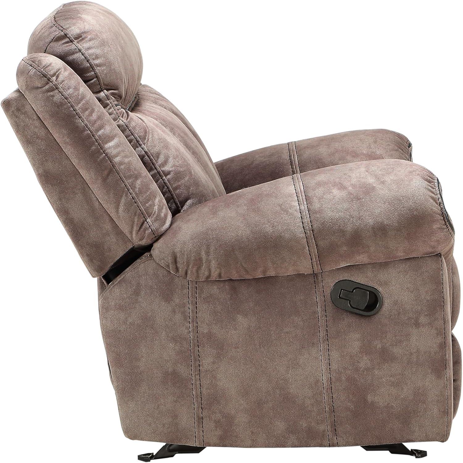 Gray Velvet Tufted Reclining Loveseat with Storage and Cup Holder