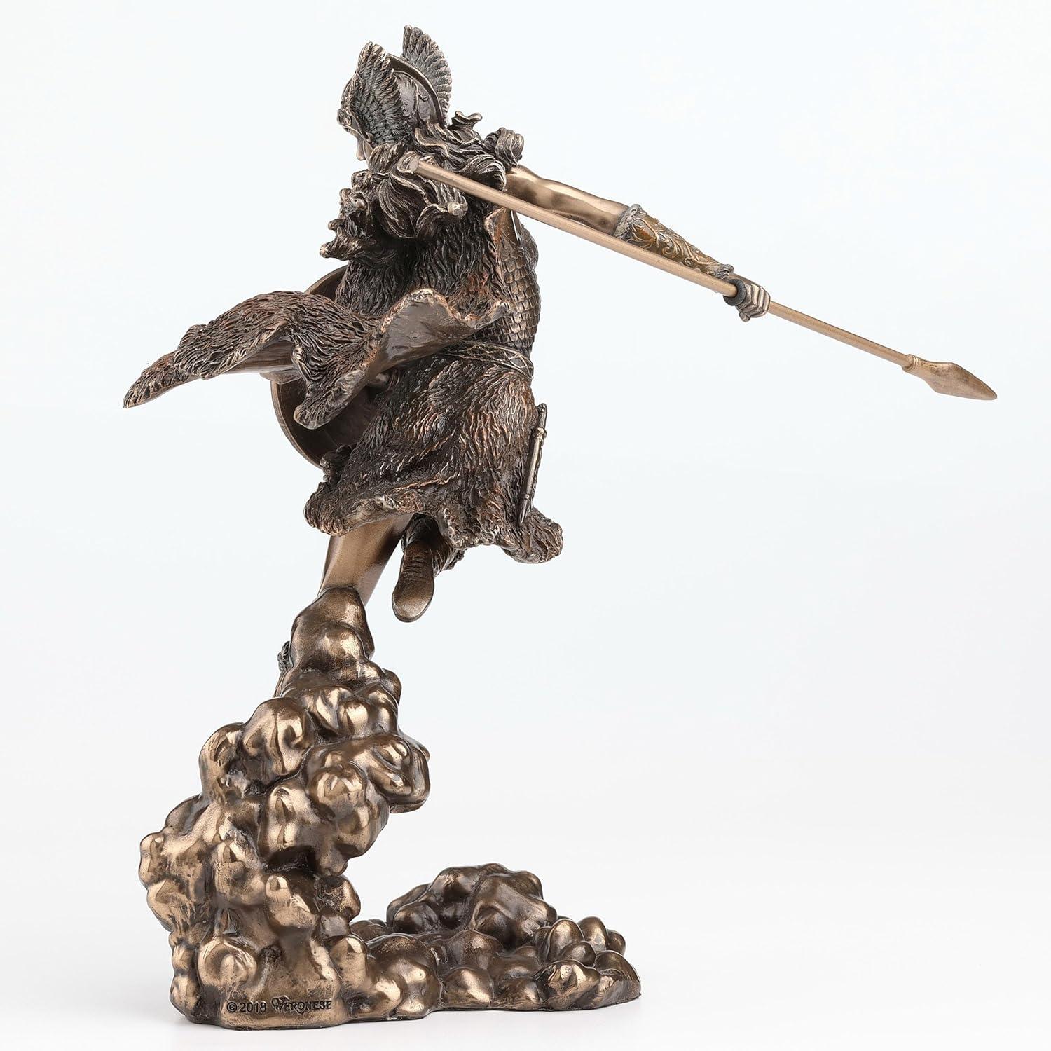 Veronese Design 9 1/4 Inch Greek Goddess Athena Holding Spear and Shield Cold Cast Resin Bronze Finish Statue Home Decor